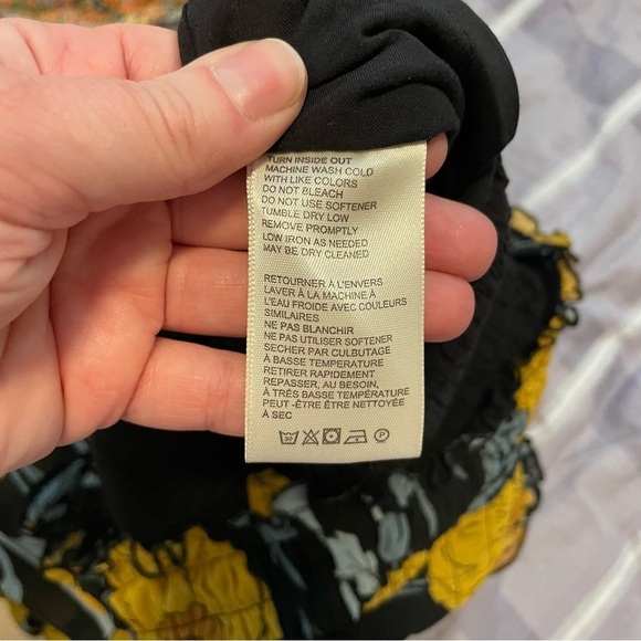 Free People Floral Sophia Jumpsuit Flowy Wide Leg Black and Yellow Boho Size XS - Picture 11 of 12